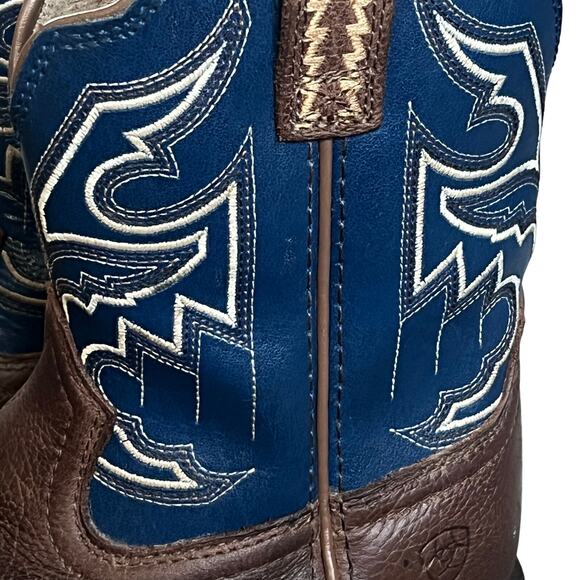 Ariat Youth Sorting Pen Western Cowboy Cowgirl Boot Blue Brown Kids Size 13 - Picture 9 of 11